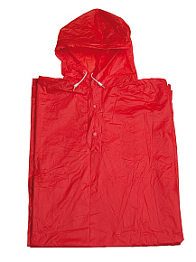 Poncho pláštěnka z pevného PVC červená