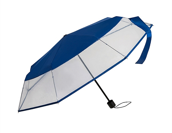 Dámský SKLÁDACÍ PRŮHLEDNÝ deštník SOFIA modrý
