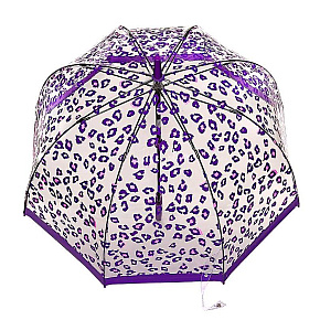 Fulton dámský průhledný deštník Birdcage 2 PURPLE LEOPARD L042