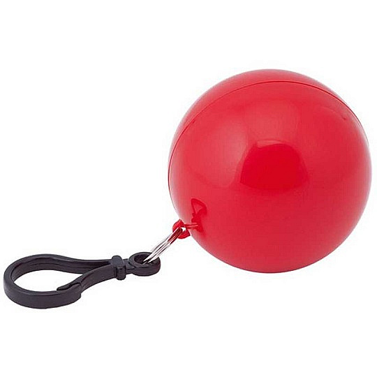 BALERÍNA KIDS dětská pláštěnka v přívěsku s karabinou červená