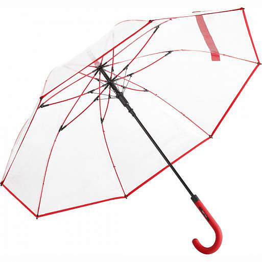 Dámský průhledný holový deštník COMTESSA červený 7112