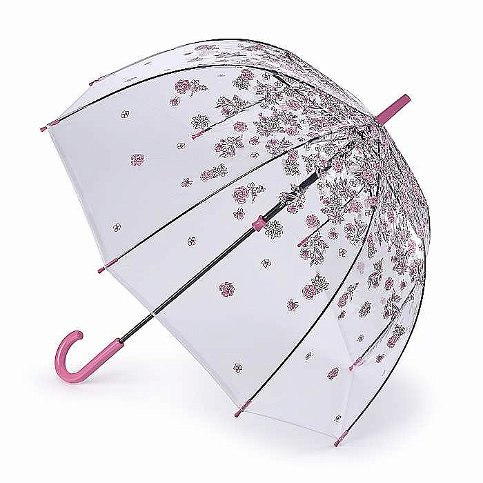 Fulton dámský průhledný holový deštník Birdcage 2 SKETCHY SPRIGS L042