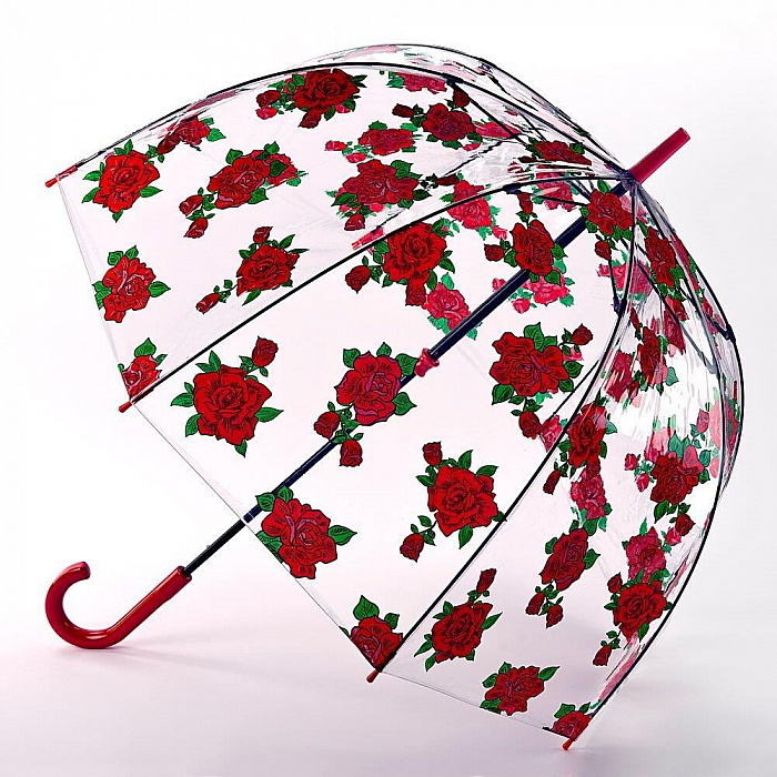 Fulton dámský průhledný holový deštník Birdcage 2 TATOO ROSE L042