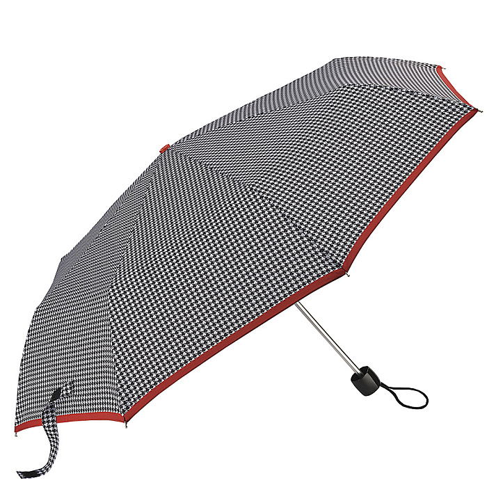 Fulton dámský skládací deštník Minilite 2 HOUNDSTOOTH RED BORDER L354