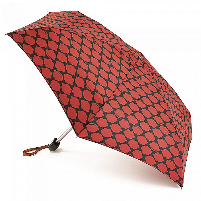 Lulu Guinness dámský skládací deštník Tiny 2 Lips Grid Red  L717
