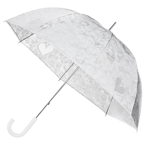 LACE dámský holový průhledný deštník s krajkovým potiskem BÍLÝ