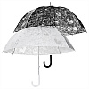 LACE dámský holový průhledný deštník s krajkovým potiskem BÍLÝ
