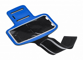 Obal na mobil na paži s dotykovým okénkem modrý