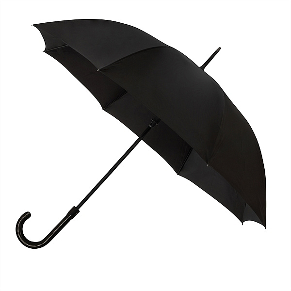 Pánský holový deštník SENATOR černý, rukojeť syntetická kůže