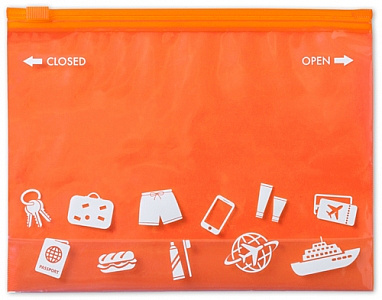 Víceúčelová taštička s přední transparentní stranou oranžová