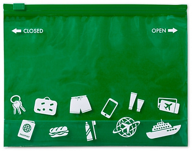Víceúčelová taštička s přední transparentní stranou zelená