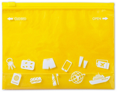 Víceúčelová taštička s přední transparentní stranou žlutá